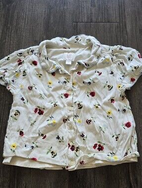 Gap Doen Girls Floral Blouse Top M